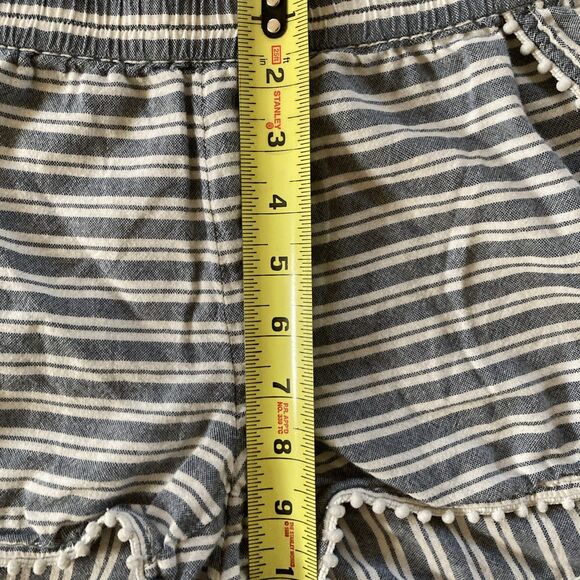 Madewell Oahu Coverup Shorts Stripe White Blue Pompom Trim XS Beach Coastal Chic - Picture 11 of 12